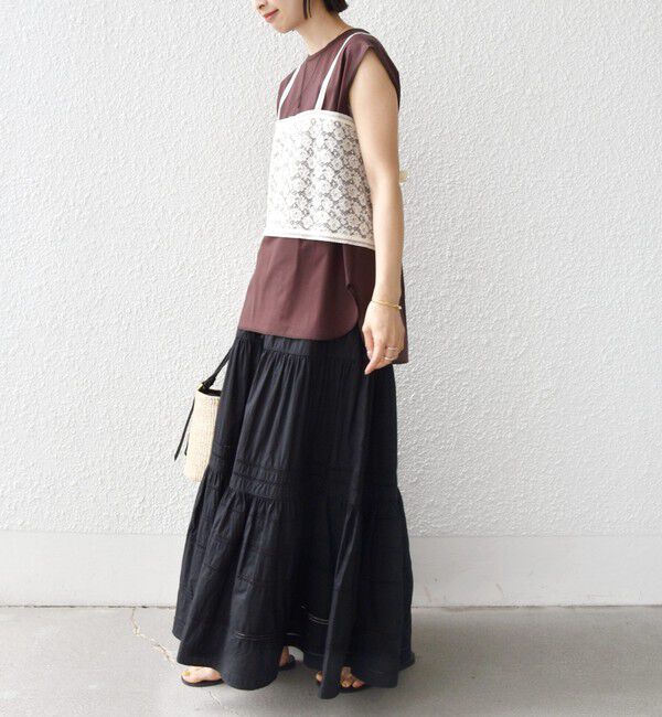 SHIPS for women「〈接触冷感/UVカット〉ガゼット デザイン 裾 ラウンド TEE」|Tシャツ・カットソー|