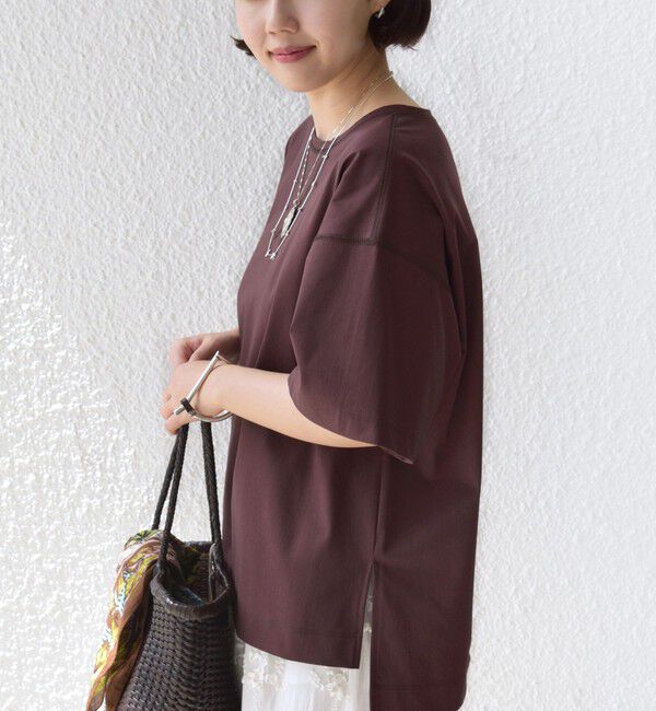 SHIPS for women「〈接触冷感/UVカット〉ガゼット デザイン ワイド スリーブ TEE」|Tシャツ・カットソー|ブラウン