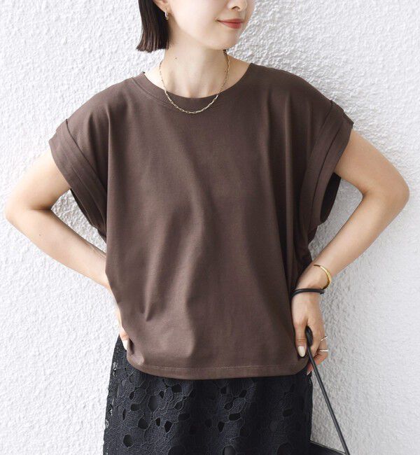 SHIPS for women「【WEB限定】〈汗染み防止加工〉機能素材 サイド ギャザー フレンチ スリーブ プルオーバー」|Tシャツ・カットソー|