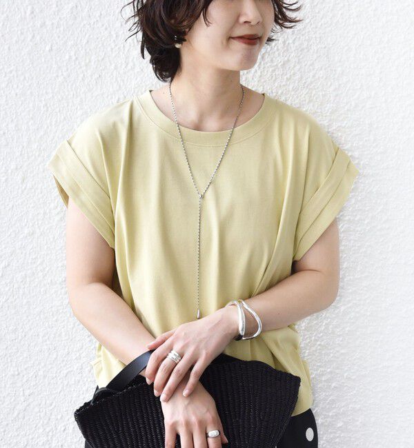 SHIPS for women「【WEB限定】〈汗染み防止加工〉機能素材 サイド ギャザー フレンチ スリーブ プルオーバー」|Tシャツ・カットソー|