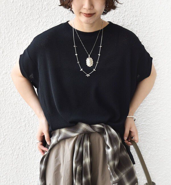 SHIPS for women「【WEB限定】シアー ワッフル スリット TEE」|Tシャツ・カットソー|