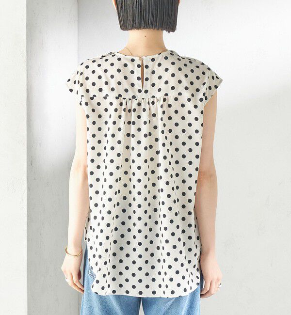 SHIPS for women「〈手洗い可能〉ドット フリル Vネック フレンチスリーブ ブラウス」|シャツ・ブラウス|