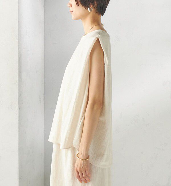 SHIPS for women「【実力派ベーシック】〈手洗い可能〉レーヨン ナイロン 深 ベンツ ノースリーブ プルオーバー」|Tシャツ・カットソー|