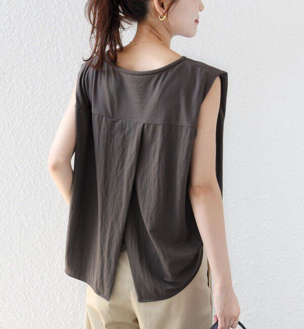 SHIPS for women「【実力派ベーシック】〈手洗い可能〉レーヨン ナイロン 深 ベンツ ノースリーブ プルオーバー」|Tシャツ・カットソー|