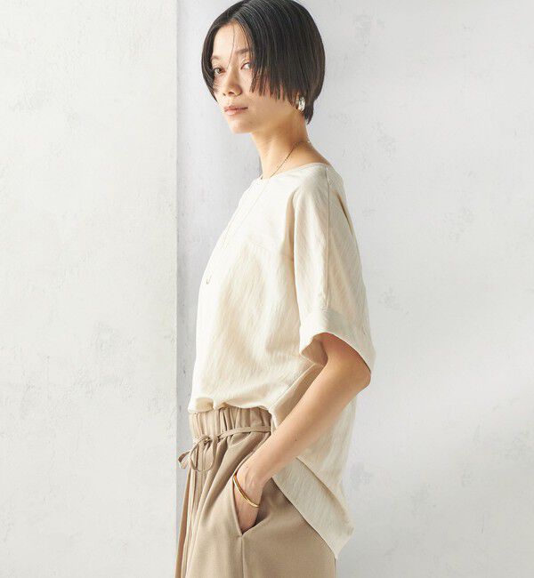 SHIPS for women「【実力派ベーシック】〈手洗い可能〉レーヨン ナイロン ドルマン 半袖 プルオーバー」|Tシャツ・カットソー|