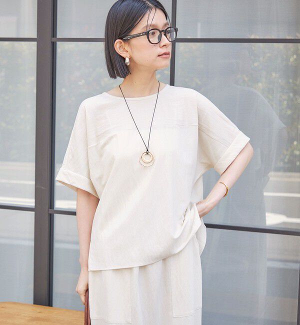 SHIPS for women「【実力派ベーシック】〈手洗い可能〉レーヨン ナイロン ドルマン 半袖 プルオーバー」|Tシャツ・カットソー|