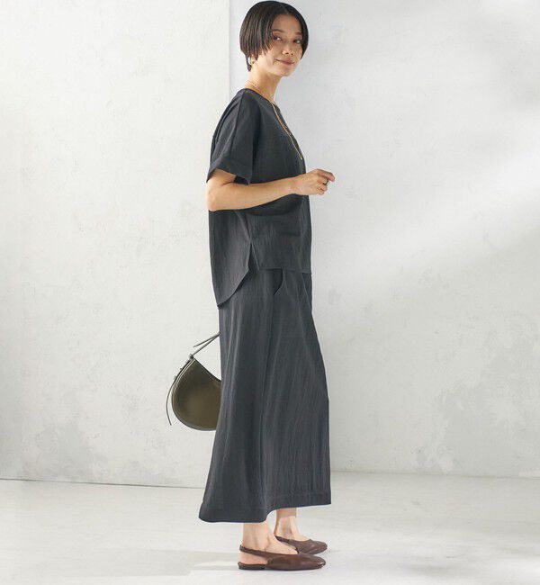 SHIPS for women「【実力派ベーシック】〈手洗い可能〉レーヨン ナイロン ドルマン 半袖 プルオーバー」|Tシャツ・カットソー|