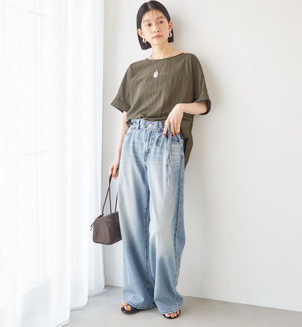 SHIPS for women「【実力派ベーシック】〈手洗い可能〉レーヨン ナイロン ドルマン 半袖 プルオーバー」|Tシャツ・カットソー|
