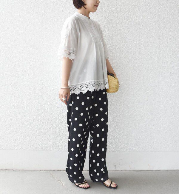 SHIPS for women「〈手洗い可能〉トリム レース ピンタック スキッパー ブラウス」|シャツ・ブラウス|