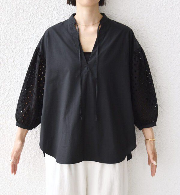 SHIPS for women「〈手洗い可能〉カットワーク レース スリーブ ブラウス」|シャツ・ブラウス|