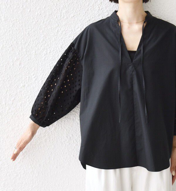 SHIPS for women「〈手洗い可能〉カットワーク レース スリーブ ブラウス」|シャツ・ブラウス|