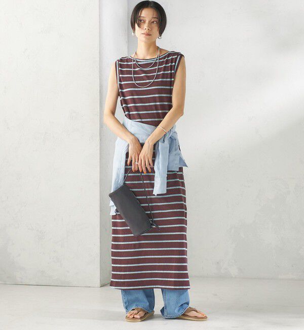 SHIPS for women「《予約》〈手洗い可能〉マルチ ボーダー ノースリーブ ワンピース」|ワンピース|