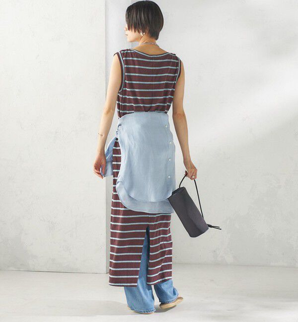 SHIPS for women「《予約》〈手洗い可能〉マルチ ボーダー ノースリーブ ワンピース」|ワンピース|
