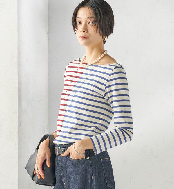 SHIPS for women「【SHIPS別注】Le minor: バイカラー ボートネック プルオーバー」|Tシャツ・カットソー|