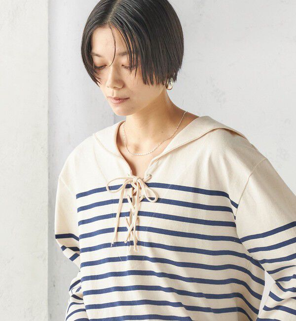 SHIPS for women「【SHIPS別注】Le minor: ボーダー セーラーカラー プルオーバー」|Tシャツ・カットソー|