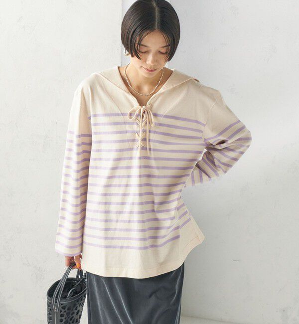 SHIPS for women「【SHIPS別注】Le minor: ボーダー セーラーカラー プルオーバー」|Tシャツ・カットソー|