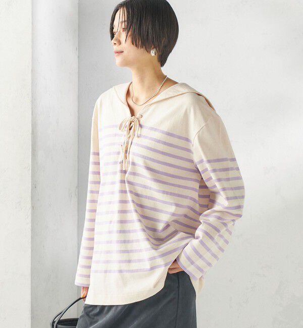 SHIPS for women「【SHIPS別注】Le minor: ボーダー セーラーカラー プルオーバー」|Tシャツ・カットソー|