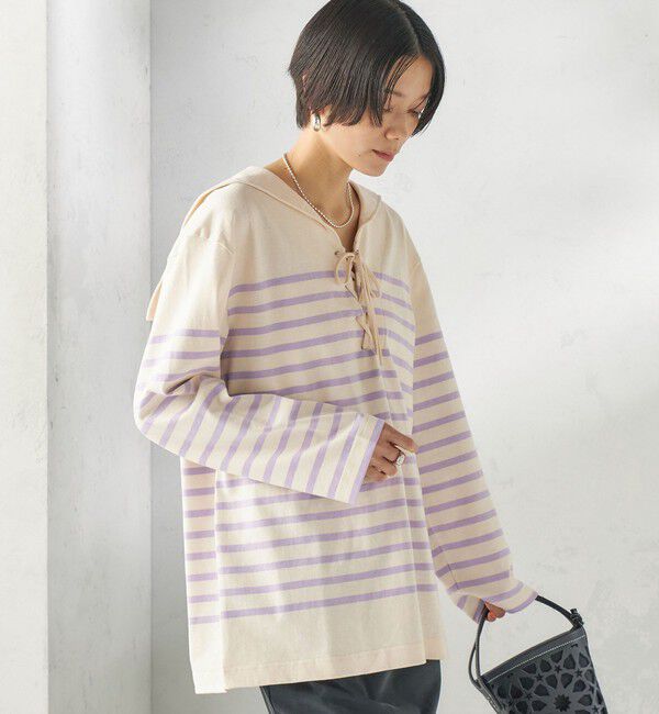 SHIPS for women「【SHIPS別注】Le minor: ボーダー セーラーカラー プルオーバー」|Tシャツ・カットソー|