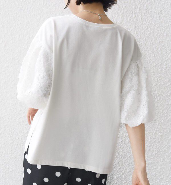 SHIPS for women「【WEB限定】〈接触冷感/UVカット/汗染み防止加工〉FUNCTION 袖 レース プルオーバー」|Tシャツ・カットソー|