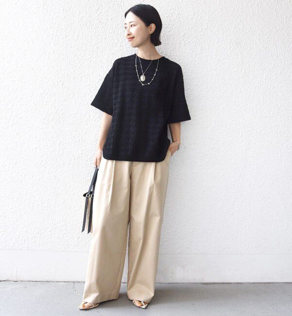 SHIPS for women「【WEB限定】〈手洗い可能〉ウェーブ クレープ ショート スリーブ カットソー」|Tシャツ・カットソー|