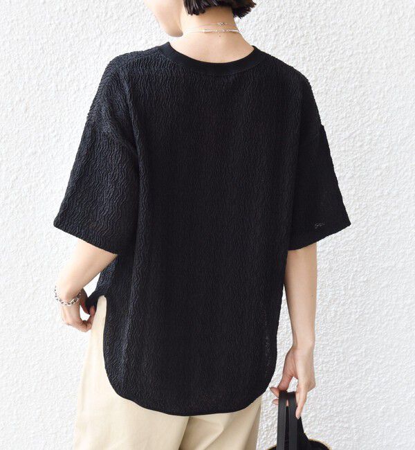 SHIPS for women「【WEB限定】〈手洗い可能〉ウェーブ クレープ ショート スリーブ カットソー」|Tシャツ・カットソー|