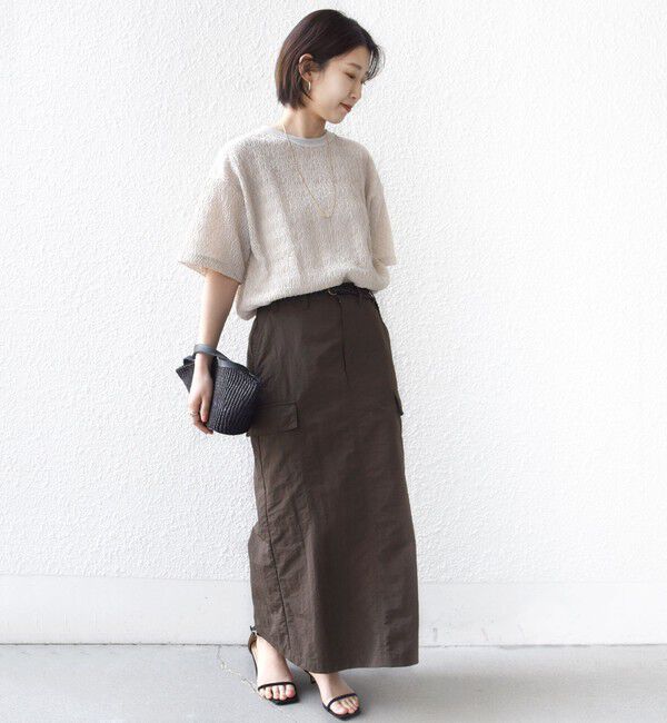 SHIPS for women「【WEB限定】〈手洗い可能〉ウェーブ クレープ ショート スリーブ カットソー」|Tシャツ・カットソー|
