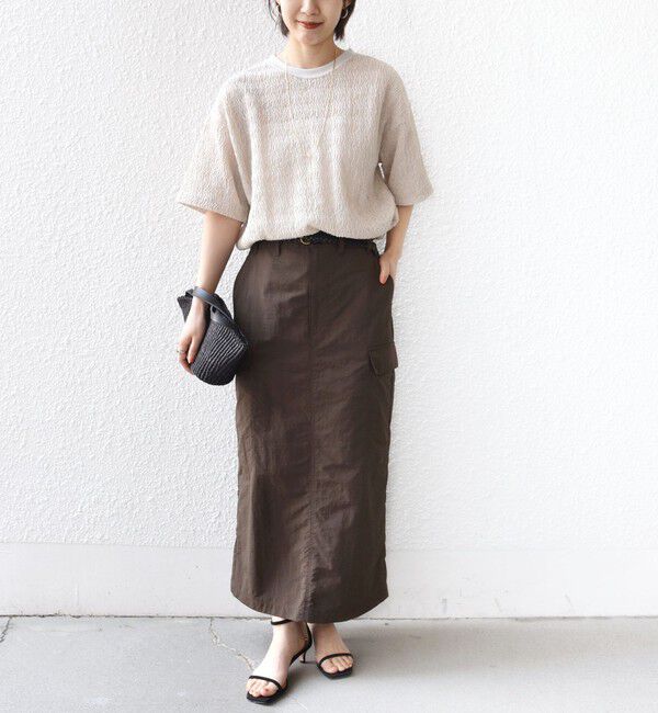 SHIPS for women「【WEB限定】〈手洗い可能〉ウェーブ クレープ ショート スリーブ カットソー」|Tシャツ・カットソー|