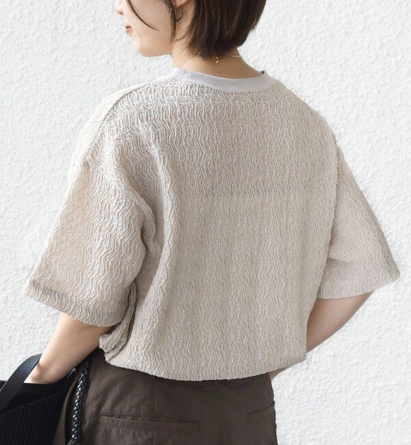 SHIPS for women「【WEB限定】〈手洗い可能〉ウェーブ クレープ ショート スリーブ カットソー」|Tシャツ・カットソー|