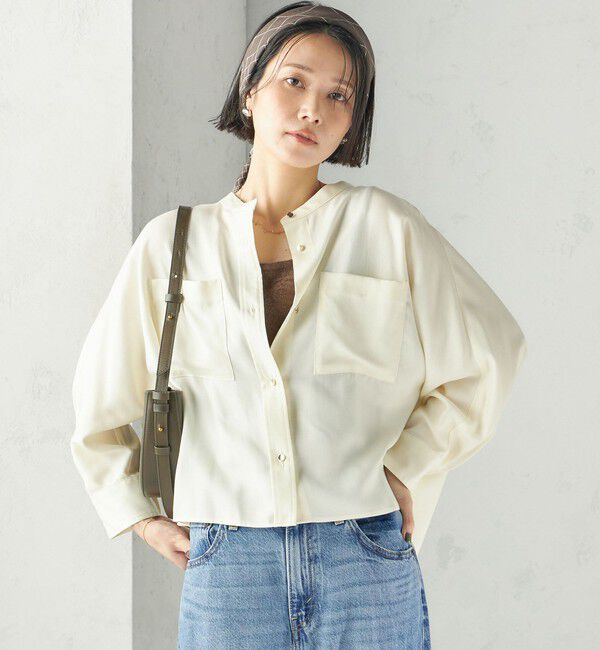 SHIPS for women「〈手洗い可能〉プリシュランク ツイル ショート シャツ 羽織」|シャツ・ブラウス|