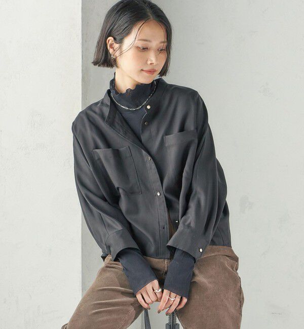 SHIPS for women「〈手洗い可能〉プリシュランク ツイル ショート シャツ 羽織」|シャツ・ブラウス|