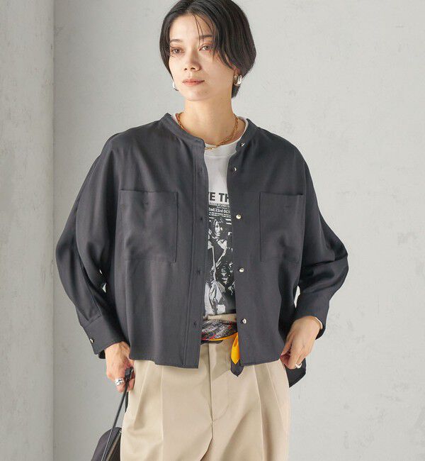SHIPS for women「〈手洗い可能〉プリシュランク ツイル ショート シャツ 羽織」|シャツ・ブラウス|