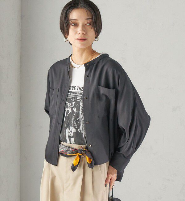 SHIPS for women「〈手洗い可能〉プリシュランク ツイル ショート シャツ 羽織」|シャツ・ブラウス|