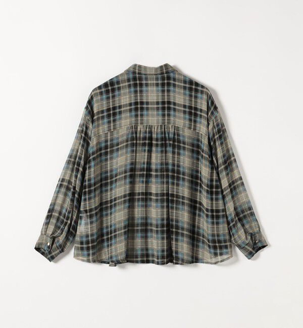quaranciel「quaranciel:〈洗濯機可能〉シアー チェック ギャザー プルオーバー シャツ」|シャツ・ブラウス|