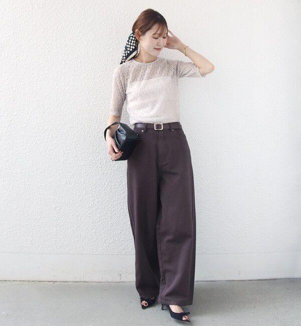 SHIPS for women「〈手洗い可能〉ストレッチ フラワー レース TEE」|Tシャツ・カットソー|
