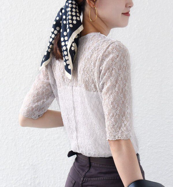 SHIPS for women「〈手洗い可能〉ストレッチ フラワー レース TEE」|Tシャツ・カットソー|