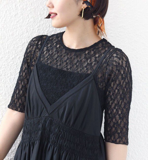 SHIPS for women「〈手洗い可能〉ストレッチ フラワー レース TEE」|Tシャツ・カットソー|