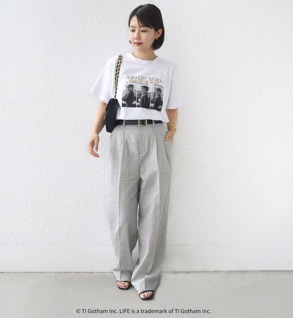 SHIPS for women「〈手洗い可能〉麻混 シャンブレー ピケ 2タック パンツ」|スラックス|