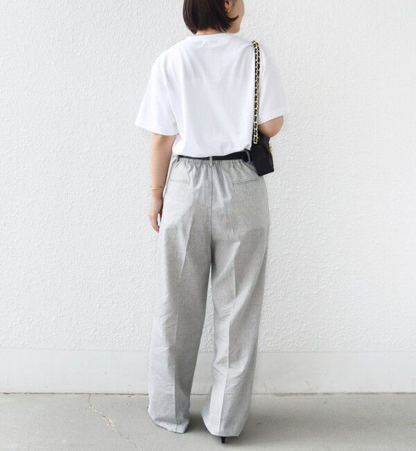 SHIPS for women「〈手洗い可能〉麻混 シャンブレー ピケ 2タック パンツ」|スラックス|