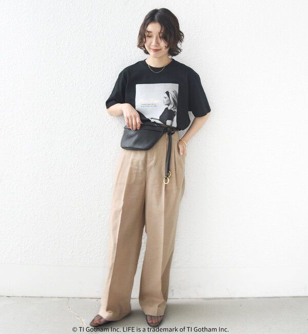 SHIPS for women「〈手洗い可能〉麻混 シャンブレー ピケ 2タック パンツ」|スラックス|