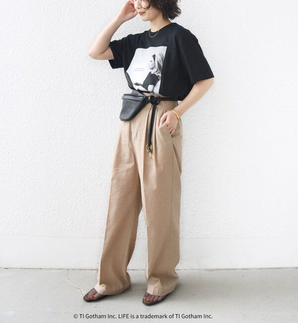 SHIPS for women「〈手洗い可能〉麻混 シャンブレー ピケ 2タック パンツ」|スラックス|