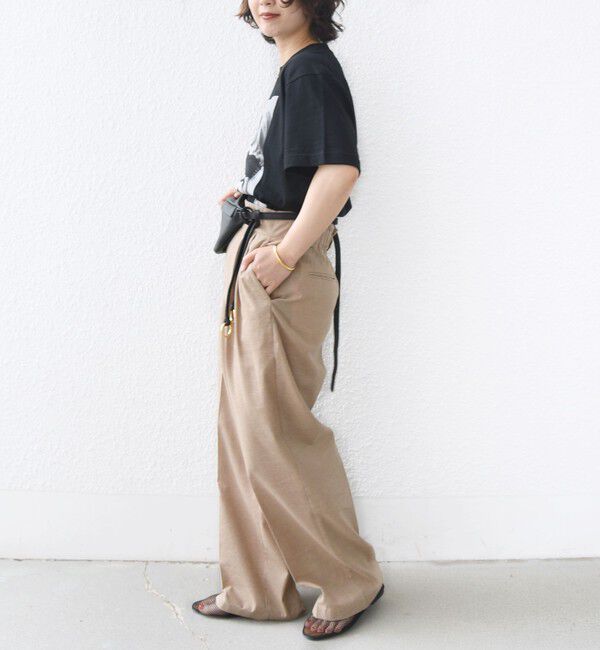 SHIPS for women「〈手洗い可能〉麻混 シャンブレー ピケ 2タック パンツ」|スラックス|