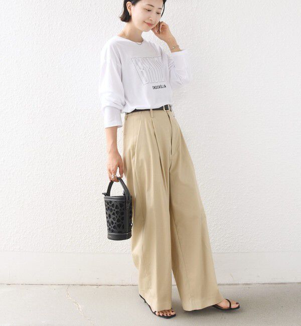 SHIPS for women「《予約》メルティ コットン ロゴ ロング スリーブ TEE」|Tシャツ・カットソー|