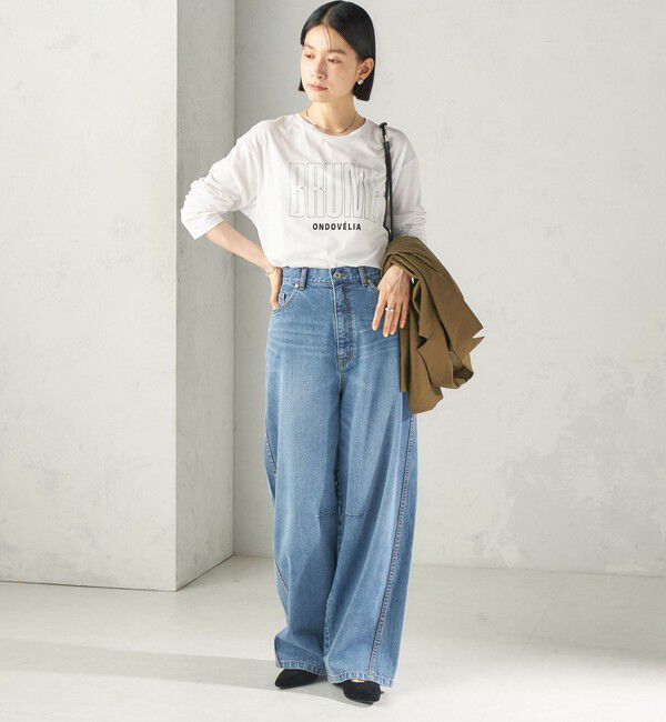 SHIPS for women「《予約》メルティ コットン ロゴ ロング スリーブ TEE」|Tシャツ・カットソー|