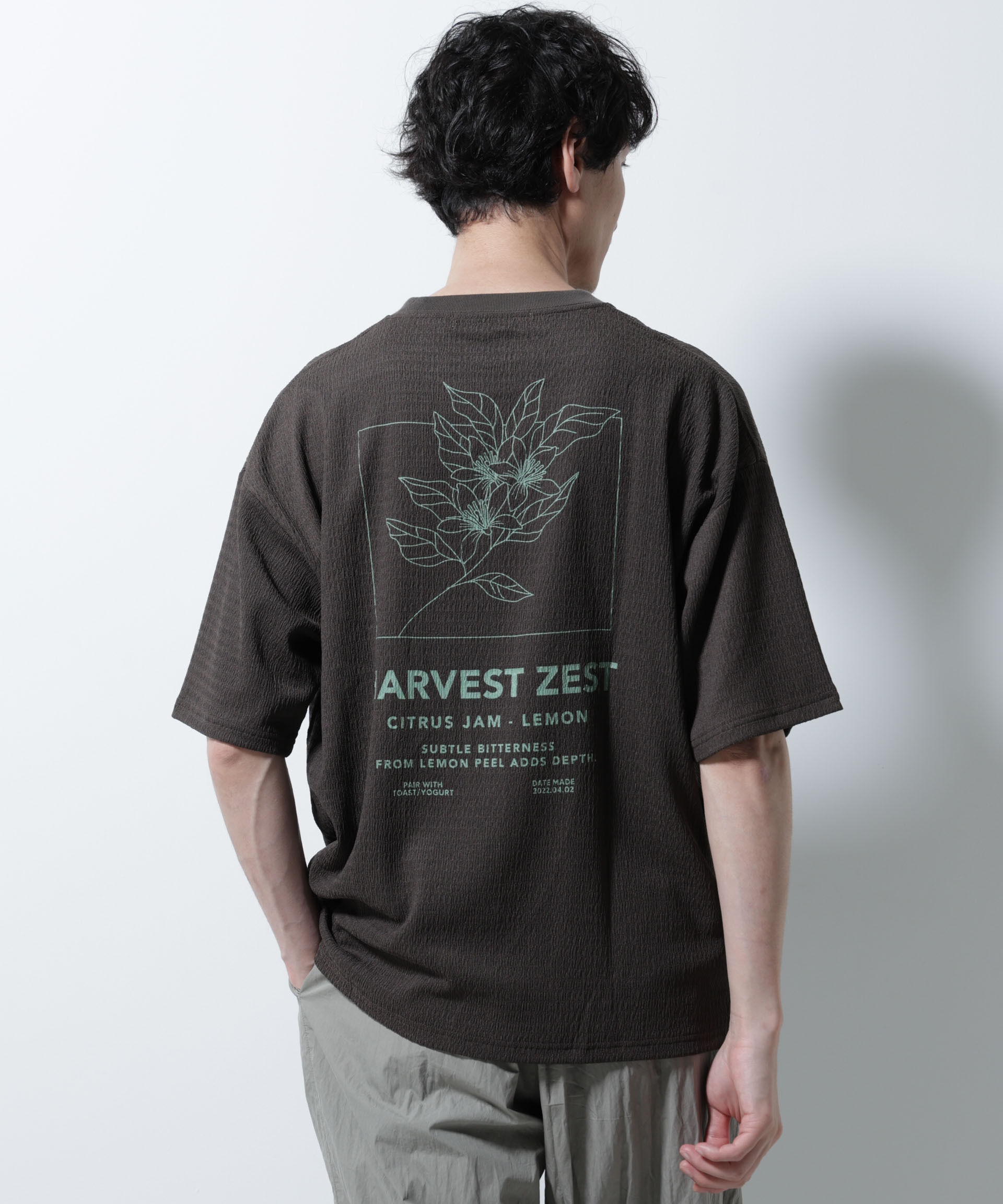 NANO universe「楊柳プリントTシャツ 半袖」|Tシャツ・カットソー|ブラウン