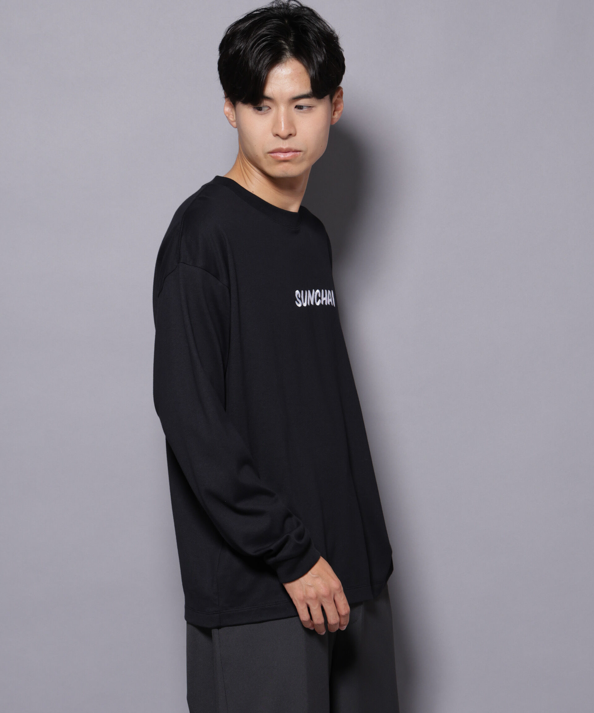 NANO universe「Anti Soaked(R)&times;SUNCHAI ロゴ刺繍 汗染み防止 Tシャツ長袖」|Tシャツ・カットソー|