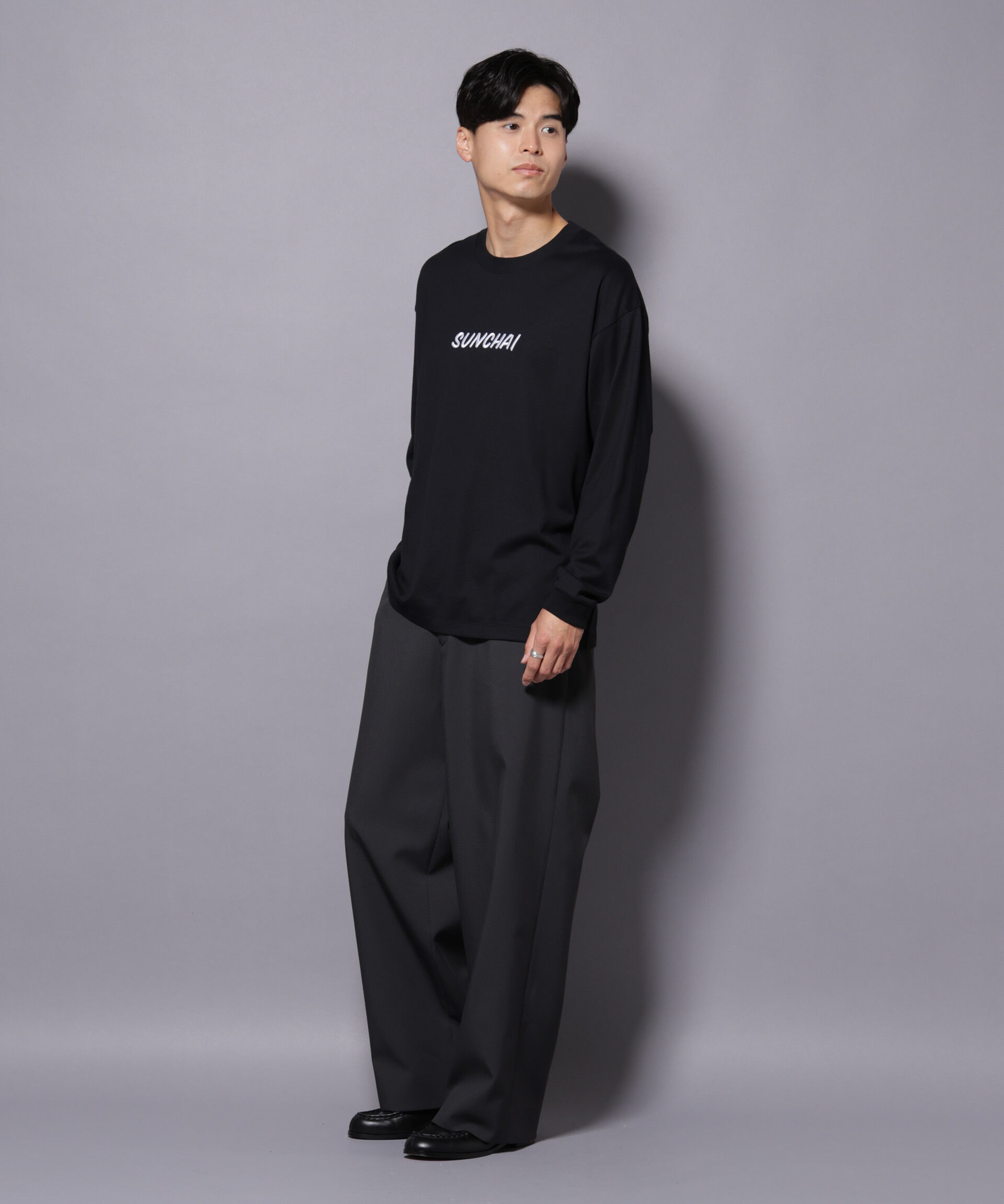 NANO universe「Anti Soaked(R)&times;SUNCHAI ロゴ刺繍 汗染み防止 Tシャツ長袖」|Tシャツ・カットソー|