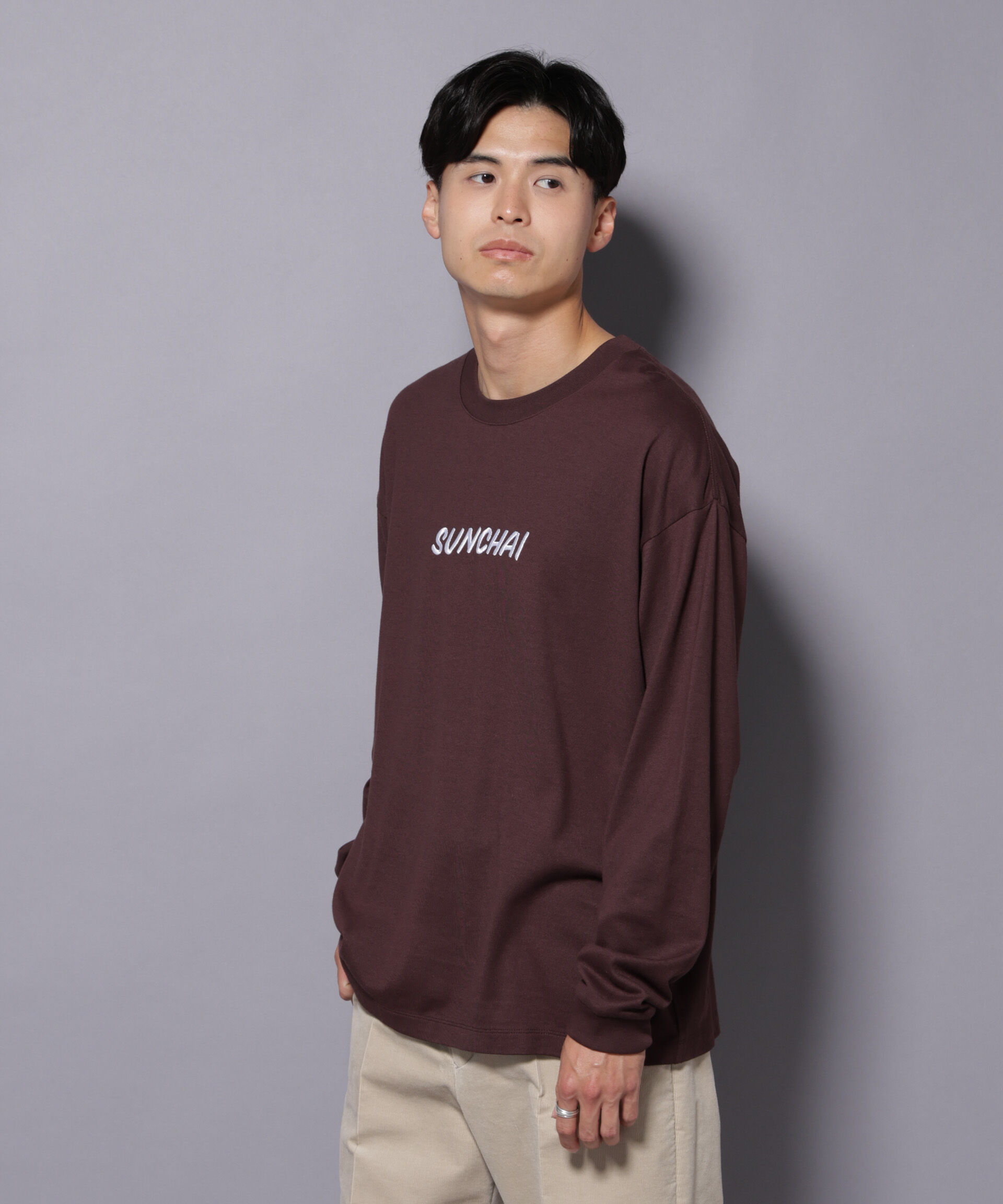 NANO universe「Anti Soaked(R)&times;SUNCHAI ロゴ刺繍 汗染み防止 Tシャツ長袖」|Tシャツ・カットソー|