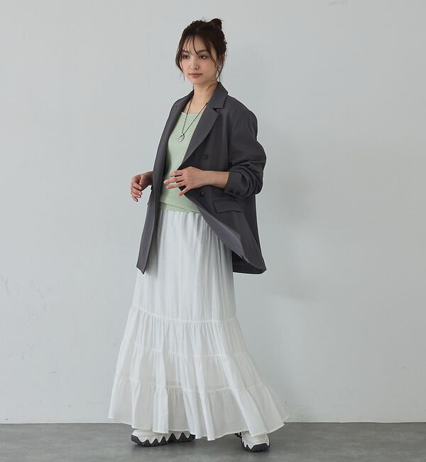 abahouse mavie「【ペチ付き】ティアードスカート/春服/夏服/マキシ/レイヤード」|スカート|
