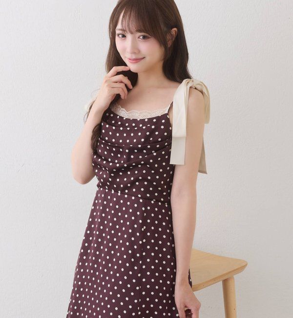  「【WEB限定】マイナス5kg見え/肩リボンドレープロングワンピース」|ワンピース|
