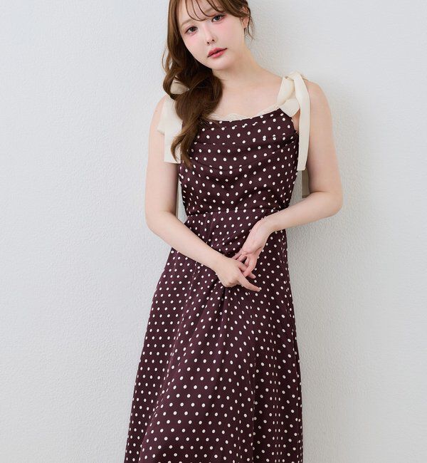  「【WEB限定】マイナス5kg見え/肩リボンドレープロングワンピース」|ワンピース|